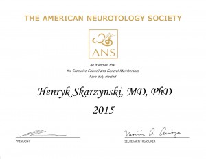 Prof. Hernryk Skarzyński członkiem American Neurotology Society